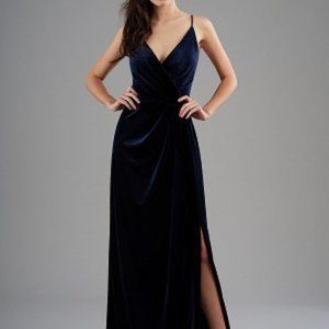 Green velvet bridesmaid or prom dress